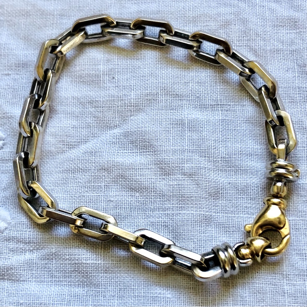 Vintage 18k White and Yellow Gold Paperclip bracelet